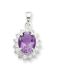Sterling Silver Amethyst & CZ Pendant QC2184"