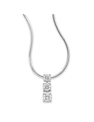 14K White Gold Three-Stone Diamond Pendant - 0.75 Ct. -- LIFETIME WARRANTY