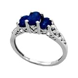 14K White Gold 1.20 CTW Sapphire & Diamond Ring