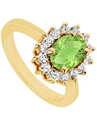 Peridot and Diamond Ring 14K Yellow Gold - 1.50 CT TGW