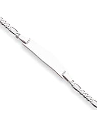 14K White Gold Polished Figaro Link ID Bracelet - 7 Inch