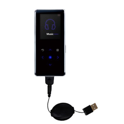 Retractable USB Cable for the Samsung Yepp K3 with Power Hot Sync and Charge capabilities - Gomadic Brand w/ TipExchange Technology