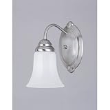 Westinghouse One-Light Wall Sconce, Brushed Nickel with White Opal Globe #64484