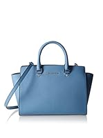 Michael Kors Bolso asa de mano Selma Large Saffiano Satchel (Azul Celeste)