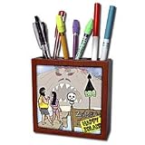Rich Diesslins Funny General Cartoons - Halloween - Zombie Survivor Game Shows - Tile Pen Holders-5 inch tile pen holder