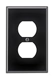IMAGE OF Leviton PJ8-E 1-Gang Duplex Receptacle Wallplate, Midway Size, Black