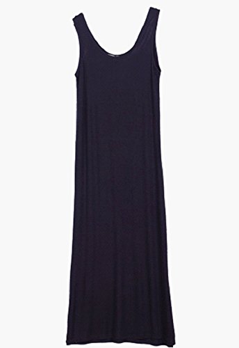 マキシ丈 ノースリーブ シンプルワンピース フリーサイズ 黒 灰