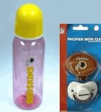Washington Redskins Infant Baby Bottle and Pacifier with Clip Set