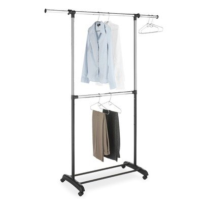 Adjustable Two Rod Garment Rack in Chrome / Black