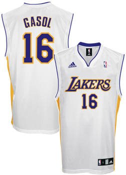 Pau Gasol Jersey: adidas White Replica #16 Los Angeles Lakers Jersey