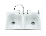 KOHLER K 5823 4 0 Hartland Self Rimming Kitchen Sink White