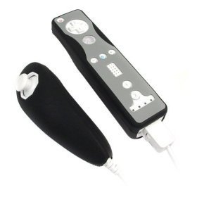 Premium 2 Tone Silicone Skin Case for Nintendo Wii Remote Control & Nunchuk Black / Gray