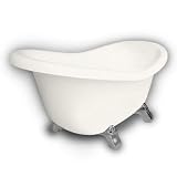 American Bath Factory B1-1600-BB-DM3-M2-45-CH Princess Slipper Clawfoot Bathtub in Bisque, Armada Fe