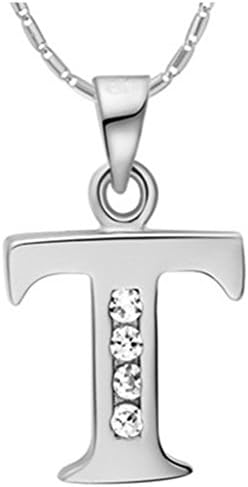 MOSHIRLEY Silver Plated Letter T Silver Pendant Necklace With Chain Crystal Valentine's Day Gift Ulove