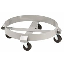 E.R. Wagner 2F00 Powder Coated 4-Wheel 55 Gallon Drum Dolly with Solid Polyolefin Wheel Casters, 1000 lbs Capacity Range, 6-1/2" Height