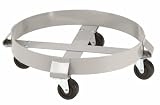 ER Wagner 2F00 Powder Coated 4-Wheel 55 Gallon Drum Dolly with Solid Polyolefin Wheel Casters, 1000 lbs Capacity Range, 6-1/2