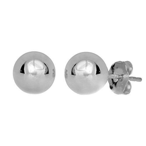 Jewelstop 14k Real White Gold Stud Ball Earrings, Gold Friction Backs - 4 mm