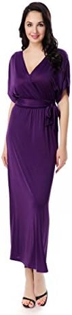 SeeU29 Women's Low-cut V-neck Elegant Cocktail Maxi Dress Plus Size, Purple