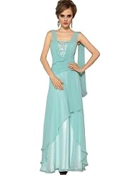 A-line Pleated Beaded Chiffon Floor Length Prom Dress/Party Dress/Wedding Dress 