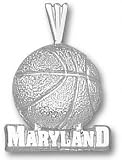 Maryland Terrapins Solid Sterling Silver ''MARYLAND'' Basketball Pendant