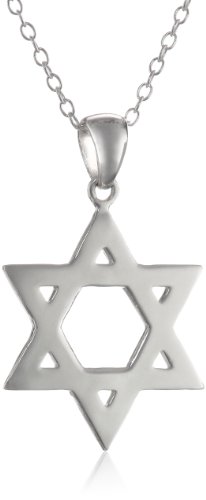 Sterling Silver Star of David Pendant Necklace , 18"