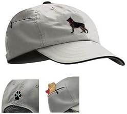 German Shepherd Black Khaki Baseball Cap with Embroidered and zippered pocket
