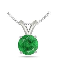 0.43Ct Round Emerald Pendant in 14k White Gold