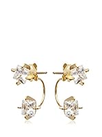 Silver Luxe Pendientes Zirconium Duo Square