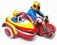 tin toys new collector wind up metal tricyle red yellow blue