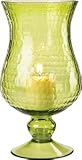 Large Chartreuse Green Glass Candle Holder