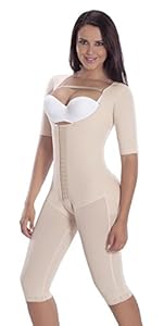 Fajas Colombianas MariaE Post-surgery Post partum with Sleeves Beige 9142