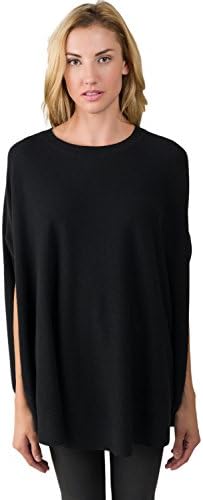 J CASHMERE by JENNIE LIU Women's 100% Cashmere Oversized Laid-Back Poncho Sweater