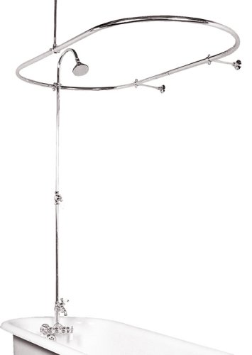 Buy Clawfoot Tub Bath Shower System w/ Oval Shower Enclosure HEAVY DUTY – NICKEL FINISH