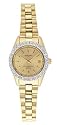 Avalon Women's Prestige Series Stone Bezel Gold Tone Date Bracelet Watch # 8078