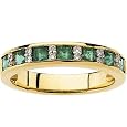 14K Yellow Gold Emerald and Diamond Ring/Anniversary Band