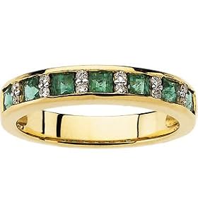 Buy 1 10 CT TW 14K Yellow Gold 14Ky Rhodium Bridal Genuine Emerald Diamond Anniversary Band