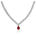 Eve's Addiction Elegant Double Row Marquise CZ Necklace with Ruby CZ Drop