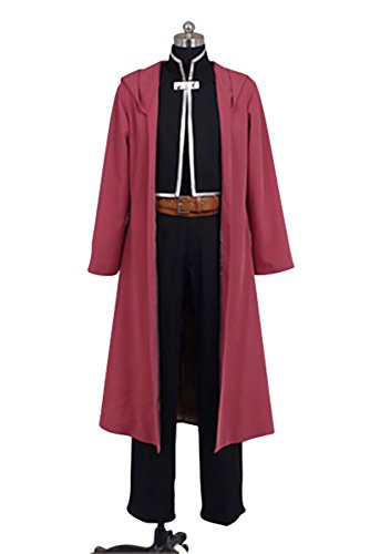 Ya-cos Fullmetal Alchemist Edward Elric Cosplay Costume Red Coat/Cape Black Suit Jacket