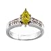 Jewelry : 0.74ct.tw marquise cut yellow diamond & 0.39ct.tw diamond in 18k white gold ring