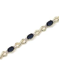 10kt Yellow Gold Oval Blue Sapphire and Diamond Bracelet