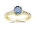 1.00ct Blue & White Diamonds Ring in 14K yellow Gold