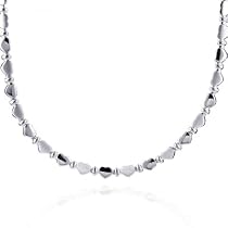 Sterling Silver Stampato Heart Link Necklace 17"