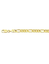 14K 20" Yellow Gold 4.5mm Polish Diamond Cut Alternate 3 Round 1 Long Oval Shape Classic Figaro Chain With Lobster Clasp