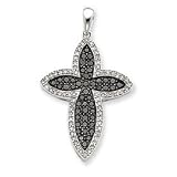 14k White Gold Black & White Diamond Cross Pendant