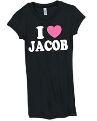 I Heart (Love) Jacob Juniors Longer Length Black T-shirt
