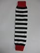 Womens Punk Rock "Striped" Legwarmers - Black/White/Red