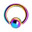 16 Gauge 1/4" Rainbow Anodized Titanium Ball Captive Ring