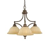 Murray Feiss F1648/3CB Neo Classic Three-Light Breakfast Downlight Chandelier, Corinthian Bronze with Excavation Glass