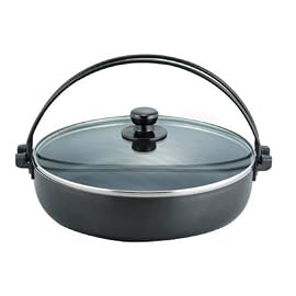 味良 ふっ素加工 IH対応 ガラス蓋付 すきやき鍋 26cm H-8027
