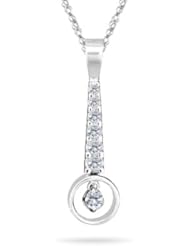 0.30 Cts Diamond Journey Pendant in 14K White Gold